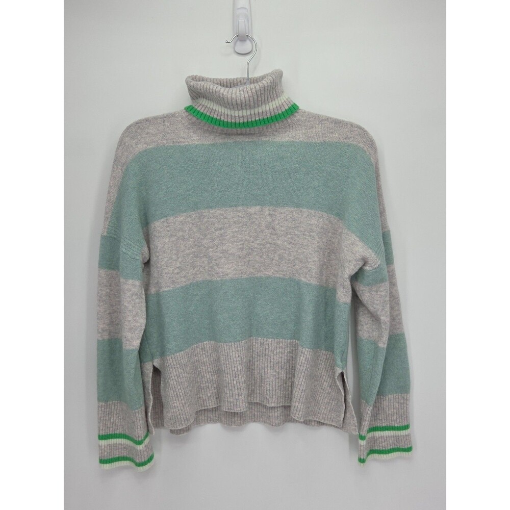 J Crew Womens Striped Supersoft Turtleneck Sweater Merino Alpaca Blend Small